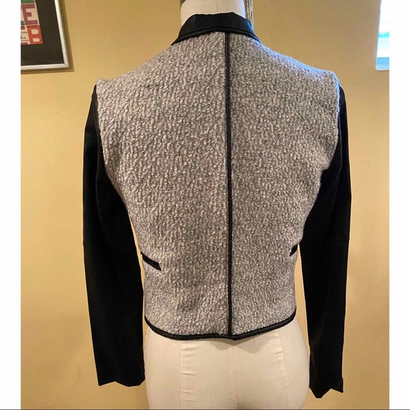 Blank NYC Grey Wool Jacket with Vegan Leather Detailing and Sleeves - Picture 8 of 12